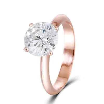 Art Deco 2.5Ct Round Cut SimulatedSolitaire Engagement Ring 14K Rose Gold Finish — 第 1/4 张图片
