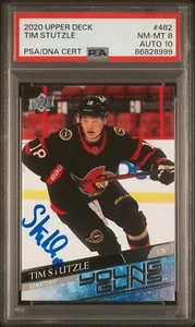 2020 Upper Deck Young Guns Tim Stutzle PSA 8 Auto 10 #8999 - Picture 1 of 2