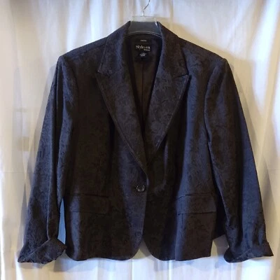 Chaqueta Blazer Para Mujer Marrón Brocado Por Style & Co Talla 24w Foto 1 de 4