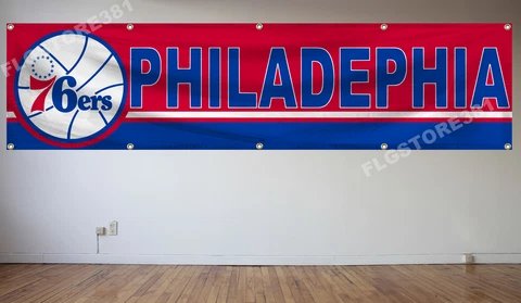 Philadelphia 76ers Banner Flag 2X8Ft NBA Basketball Flag Decor House Man Cave Cover