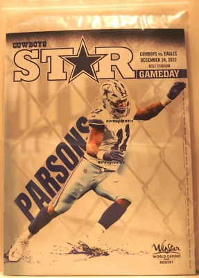 COWBOYS STAR GAMEDAY 12/24/22 PHILADELPHIA EAGLE vs DALLAS COWBOYS MICAH PARSONS - Image 1 of 2