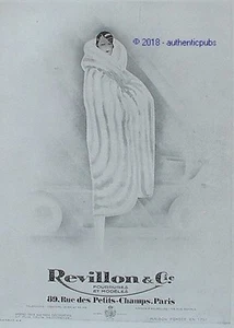 REKLAME REVILLON & CIE PELZE UND MODELLE VON 1928 FRANZÖSISCH AD PUB ART DECO - Bild 1 von 1