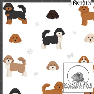 Tessuto poplin cotone Cavapoo Repeat 100% qualità - Foto 1 di 3
