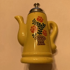 Vintage 1970s Avon Koffee Klatch Yellow Tea Coffee Pot Empty 6" - Picture 1 of 8