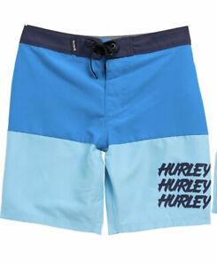 Hurley Boys 18/29 Neptune Blue 3peat Surf Board Shorts Beach Summer Swim NWT
