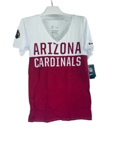 Nike Women Arizona Cardinals Logo Blocked Tri-Blend V-Neck Shirt-White/Red,Small - Picture 1 of 11