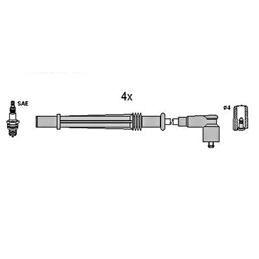 KIT de cables de bujía de encendido HUCO para RENAULT Clio Euro Kangoo 1,2 L 2001- Foto 1 de 1