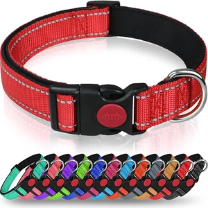 Collare per Cani, Nylon Regolabile Traspirante Riflettente, Rosso - Foto 1 di 8