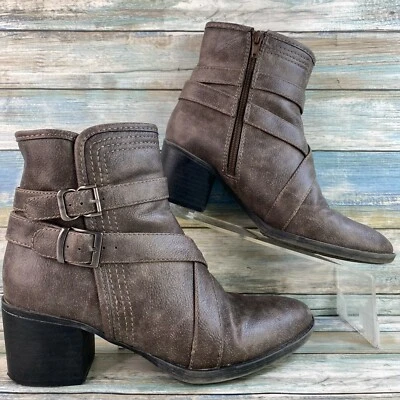 Natural Soul Harness Boot Womens 7.5M Distressed Gray Faux Leather Dress Moto - Image 1 of 4