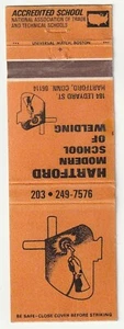 MATCHBOOK COVER - HARTFORD MODERN SCHOOL OF WELD - CONNECTICUT - Bild 1 von 3