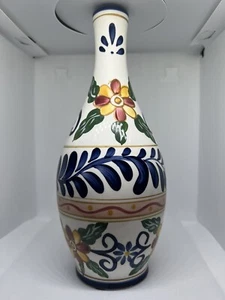 Vtg Talavera Tabletop Unlimited Pottery Vase Hand Painted Flowers 9” Tall - Picture 1 of 9