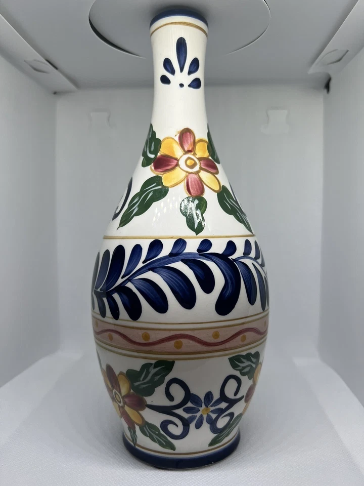 Vaso de cerâmica vintage Talavera de mesa ilimitado pintado à mão flores 9” de altura - Imagem 1 de 4