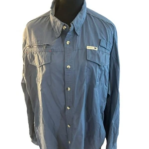 Dakota Grizzly Nylon Fishing Hiking Roll Up Tab Blue Button Shirt Sz. XXL - Picture 1 of 10