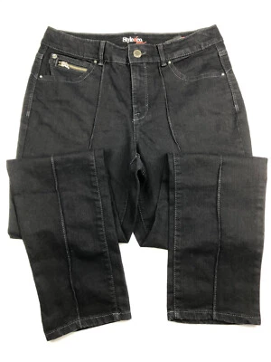 Pantalones de mezclilla Style & Co. Control de barriga negros pierna ajustada tachuelas gemas para mujer talla 8 Foto 1 de 4