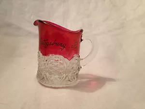 Antique Ruby Flash Script Gettysburg, Pa Small Creamer - Picture 1 of 7
