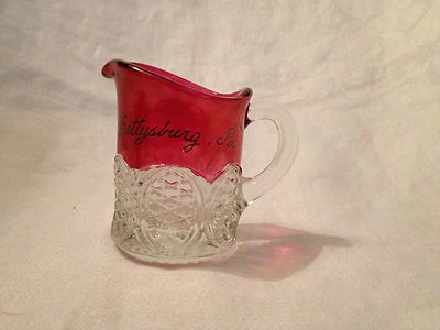Antique Ruby Flash Script Gettysburg, Pa Small Creamer - Image 1 of 4