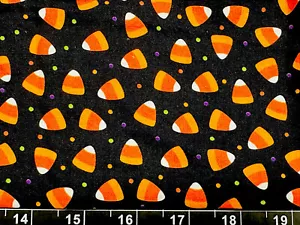 Tina Scrap 9"x21" Halloween Candy Corn polka dots Treat Fun Small Cotton Fabric - Picture 1 of 1