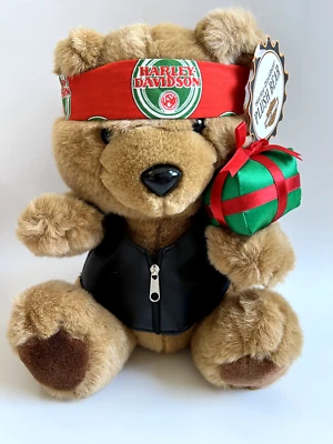 Oso de peluche Harley Davidson Navidad marrón con pañuelo 1998 regalo de colección Foto 1 de 4