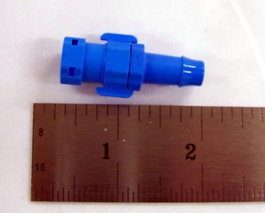 BLUE - Shut-Off FEMALE 5/16" barbed QUICK CONNECT ADAPTER for in-line filter - Picture 1 of 3