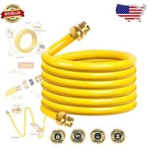 Durable 70 Ft 1/2" Gas Line for Indoor & Outdoor with Free Connector Replacement - Picture 1 of 10