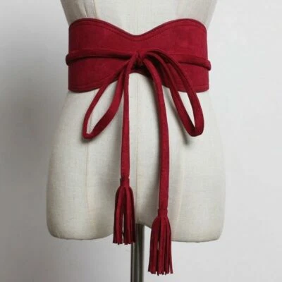 Cinturón de moda con borlas de gamuza sintética y corsé con pajarita de creatividad retro para mujeres Foto 1 de 4