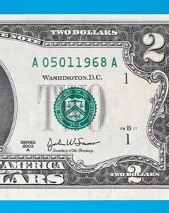 May 1, 1968 / 5 January 1968 : A 05011968 A BIRTHDAY Note $2 Two Dollar Bill - Picture 1 of 3