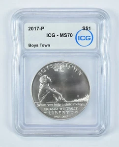 2017-P Boys Town Commemorative Silver Dollar MS70 ICG - Picture 1 of 5