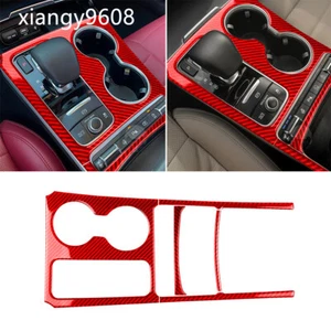 Red Carbon Center Console Gear Shift Cup Holder Panel Trim For Kia Stinger 2019+ - Picture 1 of 12