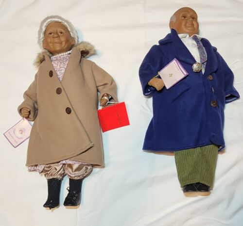 "Goldenvale 1-2000 Porzellan altes Paar Opa Oma Puppe Set in Mänteln 18""