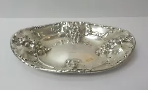 Sterling Silver 11" Bread Tray, Hand Chased Grapevine Design - Picture 1 of 12