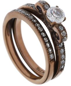 2.15 Carat Cubic Zirconia Coffee Wedding Set 2 Ring Stainless Steel Size 10 T12