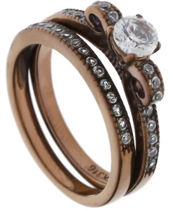 2.15 Carat Cubic Zirconia Coffee Wedding Set 2 Ring Stainless Steel Size 6 T12 - Picture 1 of 7