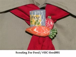 Hand Carved Scouting 4 Food Neckerchief Slide - Picture 1 of 1