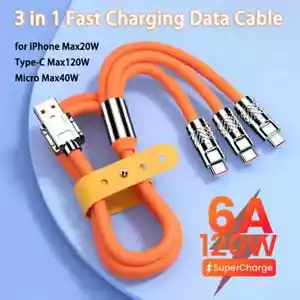 3 in 1 Multi FAST CHARGER USB Charging Cable 6A For Type C/micro - Picture 1 of 6