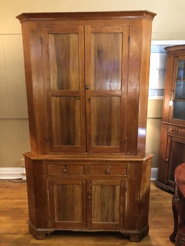 Antique Corner Cupboard Cabinet  Blind doors Early Primitive Cover