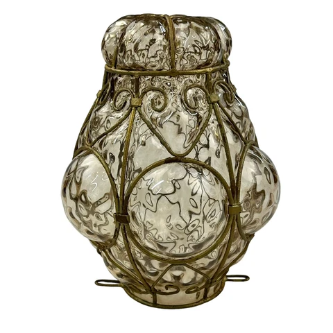 Small Seguso Murano caged glass pendant light beige Vintage - Bottom Part Only Cover