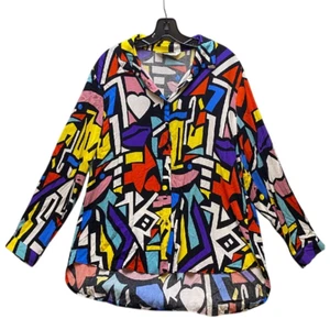 Camisa Big Dart Vintage Mujer 16 Arco Iris Abstracto Años 90 Geométrica Abotonada - Imagen 1 de 8