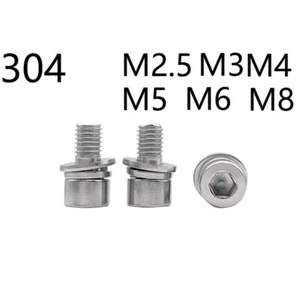 Tornillos SEMS de cabeza de enchufe hexagonal de acero inoxidable 304 con arandelas de resorte plano - Imagen 1 de 5