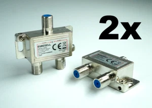 2 PIEZAS Distribuidor 2x SAT Divisor 5-2500MHz Digital Cable TV DVB-T HDTV FM - Imagen 1 de 2
