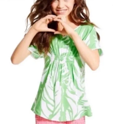 Lilly Pulitzer Target Boom Boom Tunic Shirt Girl's Large 10/12 Green Palm NWT - Image 1 of 4