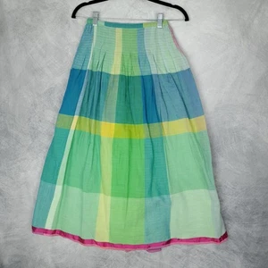 Falda Injiri Mujer XS Multicolor Cuadros Línea A Jodhpur Algodón Transparente India - Imagen 1 de 21