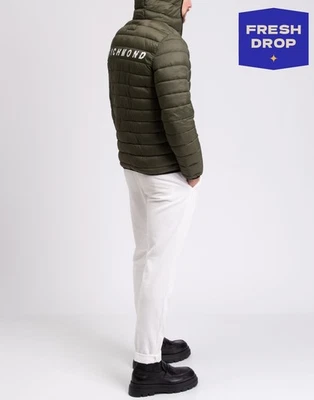 JOHN RICHMOND Quilted Jacket US36 IT46 S Padded Print Logo Full Zip  Hooded - Image 1 of 4