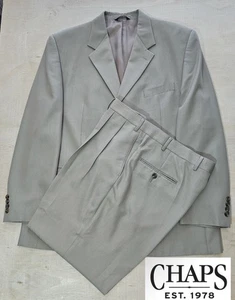 Men's Chaps Light Gray Herringbone Wool 2 Pc Suit Size 44R Pants 38x30 - Picture 1 of 12
