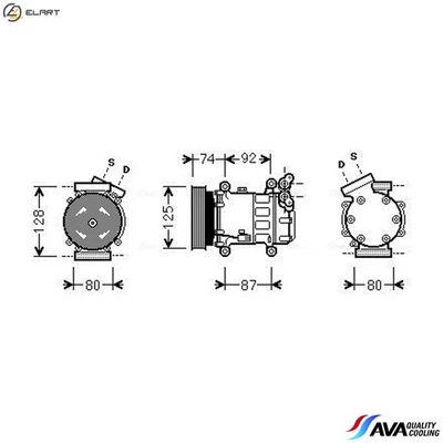 COMPRESSOR AIR CONDITIONING RTAK452 FOR RENAULT WIND CLIO/III/EURO/CAMPUS/Van - Image 1 of 4