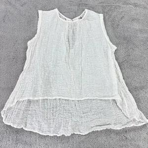 Top de lino La Bottega Di Brunella para mujer XL blanco sin mangas Lagenlook Italia gasa - Imagen 1 de 8