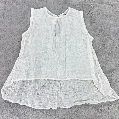 La Bottega Di Brunella Linen Top Womens XL White Tank Lagenlook Italy Gauze - Image 1 of 4