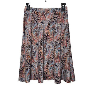 Gilli Damen Paisley A-Linie Midirock mehrfarbig Pull-On Boho Swing Made in USA - Bild 1 von 9