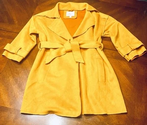 GB Girls Tan Belted Faux Suede Trench Coat Size M  Preowned - Picture 1 of 5