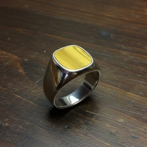 Siegelring Herren Silber 925 Tigerauge Herrenring handgefertigt Ringgröße 63 - Picture 1 of 7