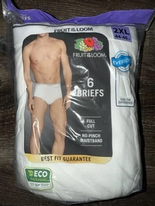 Fruit Of The Loom ~ 6 pares de calzoncillos de corte completo sin etiquetas para hombre ropa interior blanca ~ 2XL - Imagen 1 de 3